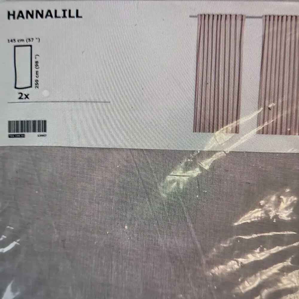 IKEA HANNALILL Gray 100% Cotton Light Filtering Curtain Panels 57x98 (2)